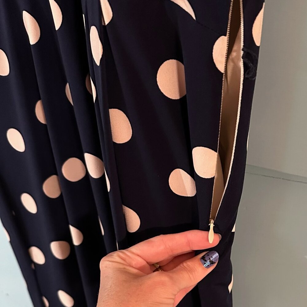 Eliza J, Size 12, Navy Blue with cream polka dots. Fully lined. - Picture 10 of 14